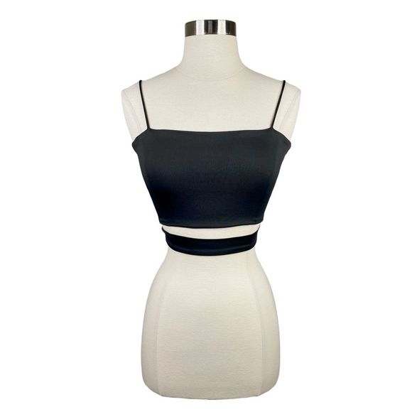 SHEIN Black Cut Out Strappy Crop Top - Size Small - Picture 1 of 5